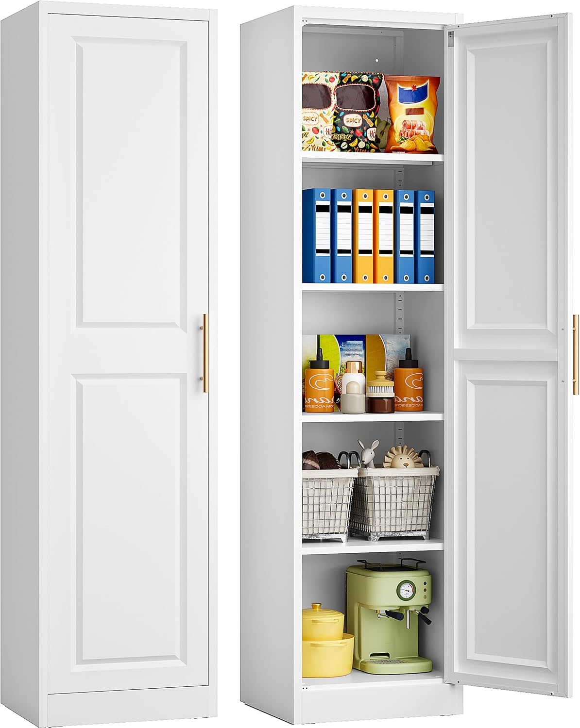 Kitchen Gadgets Organizer - Tall Narrow Storage Cabinet With One