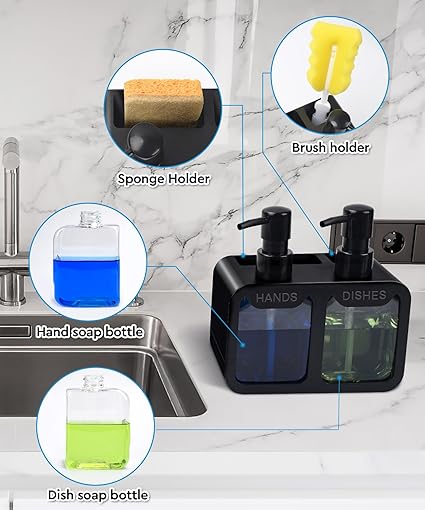 Kitchen Hand Soap and Dish Soa - Kitchen Gadgets Dispenser Brush Holder 评论和价格