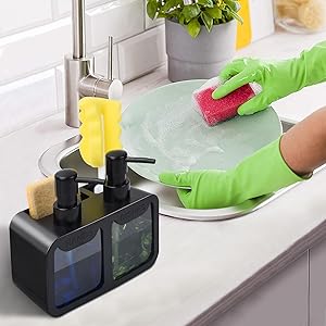 Kitchen Hand Soap and Dish Soa - Kitchen Gadgets Dispenser Brush Holder 评论和价格