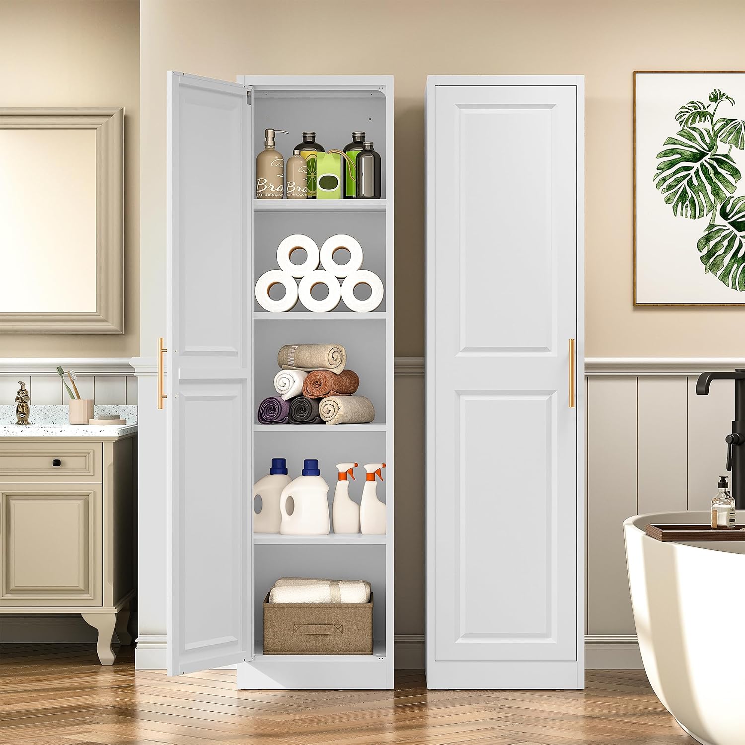 Tall Narrow Storage Cabinet Wi - Kitchen Gadgets Organizer 评论和价格